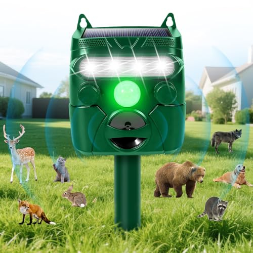 PQETBV Repellente per Gatti, Ultrasuoni per Gatti, Ricarica Solare e USB, Dissuasore per Piccioni, IP54 Impermeabile, può Cacciare Piccioni Uccelli Cani gatti Topi Volpi