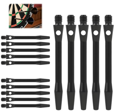 15 PCS Tige de Fléchettes, Barre de Fléchettes 45 mm, Accessoire de Fléchettes En Aluminium Noir, pour Porte Empennages, Adaptées Aux Fléchettes À Pointe Souple Et Aux Fléchettes À Pointe Acier