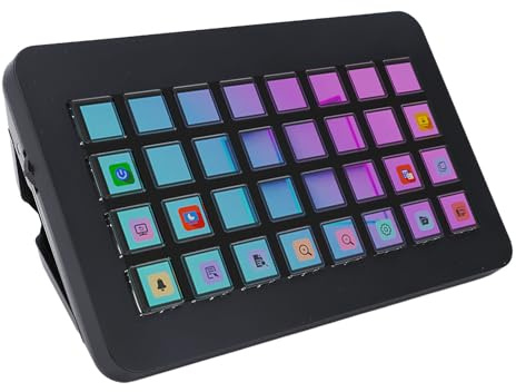 Fabater 32-tangenters LCD-programmerbart Makrotangentbord, Stream Control Deck Studio-kontroller med Anpassningsbara Bildvisningar, för PC Live Streaming OBS Twitch Videoredigering (Svart)