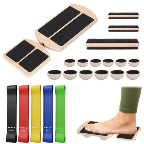 Dengthrive Ankle Balance Board: Sidekick Axis Board with 12 Hemispheres and 5 Adjustable Bands Balance Training Posture Corrector for Sprain Stability Exercises