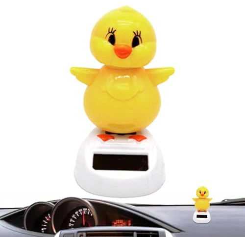 Solenergi gul - Wobblers kyckling, kraftbil hänge, dansdocka skakar | huvudet, söt skalformad wobblehead med ornament | För kit med
