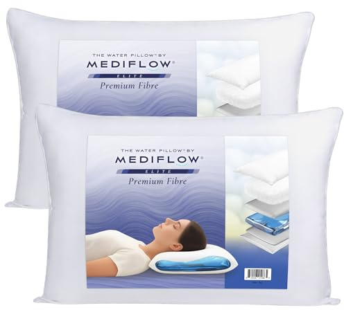 Mediflow Cuscino ad acqua, collezione Elite, cuscino ortopedico in fibra, per alleviare il dolore al collo, regolabile per dormire, confezione da 2