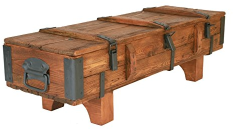 Alte Truhe Kiste Tisch Shabby Chic Holz Beistelltisch Holztruhe Couchtisch Länge 120 cm Höhe: 38 cm Tiefe: 39 cm