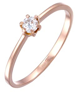 Elli DIAMONDS Anello Donne Solitario con Diamante (0,11 ct.) in oro rosa 750