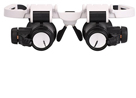 Lupenbrille mit Beleuchtung Kopflupe Verstellbare Brillenlupe Leselupe 8X bis 23x Vergrößerungsbrille mit LED Lupe Sehhilfe für Miniatur Gravur Juweliere Reparatur Handwerk Stirnlupe Lesehilfe