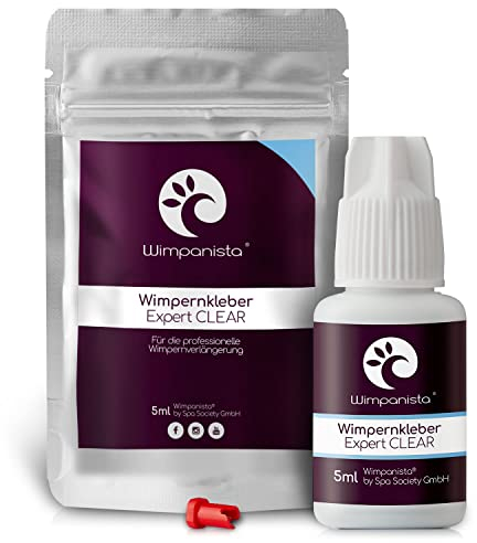 Wimpanista® Wimpernkleber Expert CLEAR für die Wimpernverlängerung, 1-2 Sek. Trocknungszeit, Transparent und Farblos (5ml)