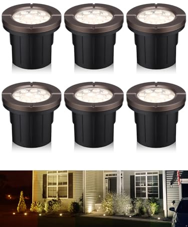LEONLITE Dia. 4 Inch 5CCT Well Lights Landscape LED In Ground, 5 Color Temperature Selectable, 12-24V AC/DC CRI90 Low Voltage Outdoor Garden Landscaping, Aluminum Housing, Oil Rubbed Bronze, Pack of 6