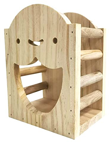 Yajimsa Wooden Rabbit Hay Feeder | Less Food Feeding Rack with Ladder Design,Hay Manger Dispenser for Chinchilla Hamster Guinea Small Animals