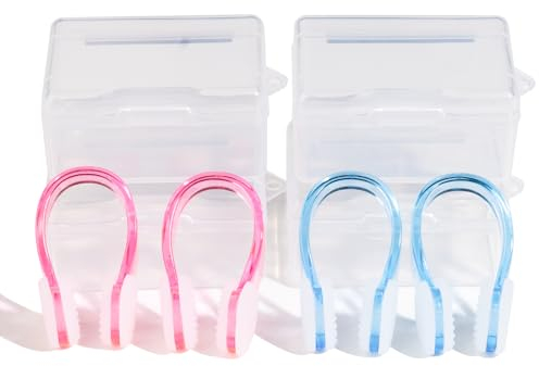 OMBRISA Nasenklammer Schwimmen, 4 Stück Schwimm Nasenklammer, Silikon Kunststoff Wasserdicht Klar Bunt Nasenclip mit Aufbewahrungsbox, Training Wassersport Outdoor Aktivitäten Pool Zubehör