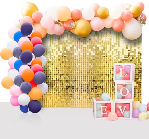 YFZYT 24 Pezzi di Paillettes Quadrate Decorazioni, Decorazione da Parete Paillettes, 30 X 30 cm, Parete Oro per Feste,Decorazione per Feste di Compleanno, Matrimonio, Colore Oro