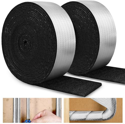 32.8 FT Pipe Insulation Wrap,Foil Pipe Wrap Insulation Tape Self Adhesive for Outdoor Indoor Pipe Insulation Wrap Freezing Weather （Black 1pack）