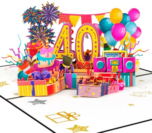 Greeting art 40. Födelsedagskort, 3D popup-kort födelsedag popup-gratulationskort, födelsedagskort med kuvert, födelsedagspresent för män och kvinnor till årsdagen