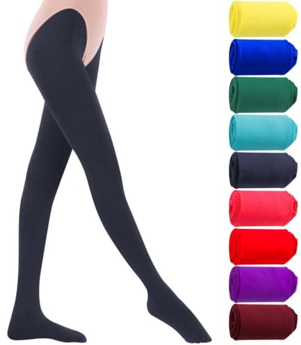 ACMEDE 9 paia di collant da balletto colorati per bambine, taglia 62-152, leggings elasticizzati da danza con piede 80 denari, per ragazze, opachi, per balletto, ginnastica, danza, sport, yoga, pilate