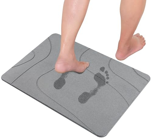CARBURATEUR Alfombra de baño antideslizante de Kieselgur, alfombrilla de ducha, alfombrilla de piedra, alfombrilla de baño de piedra natural que se seca rápidamente, 60 x 39 cm (Gris oscuro-C)