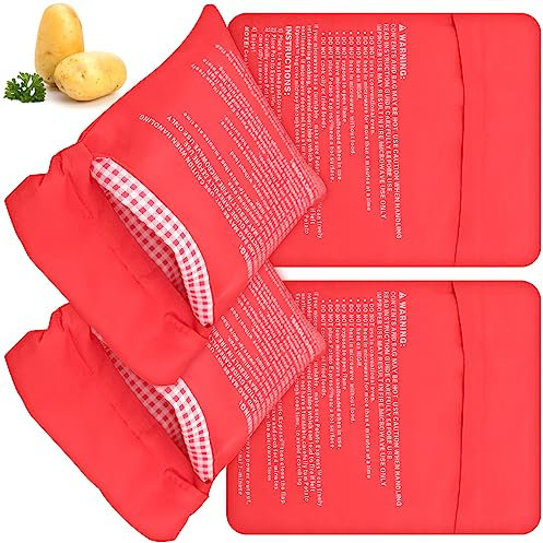 Sac Pomme de Terre, 4PCS Sac de Cuisson de Pommes de Terre Sac Pomme de Terre Micro Onde, Lavable et Réutilisable Sac de Cuisson Micro-Ondes, Pomme de Terre Express Pouch