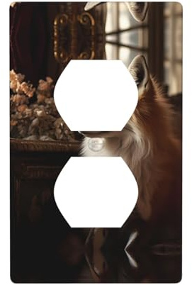 Phayah Fox Pattern - Placa de pared para receptáculo dúplex de tamaño estándar, policarbonato termoplástico, doble enchufe