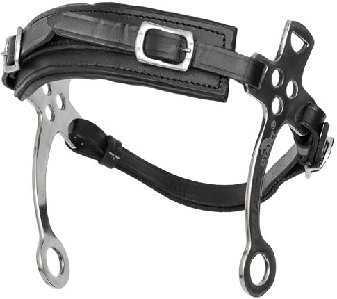 Start Hackamore Bridle d'équitation en cuir Bitless Bridle rembourrée souple réglable en acier inoxydable sans morsure (noir, Full (demi-sang)