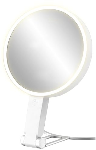 Thalire Specchio Ingranditore 30X/1X, Specchio Ingranditore Con Illuminazione, Specchio Cosmetico Pieghevole Con 3 Colori Di Illuminazione, Per Montaggio Su Tavolo O a Parete uso a 5-8CM
