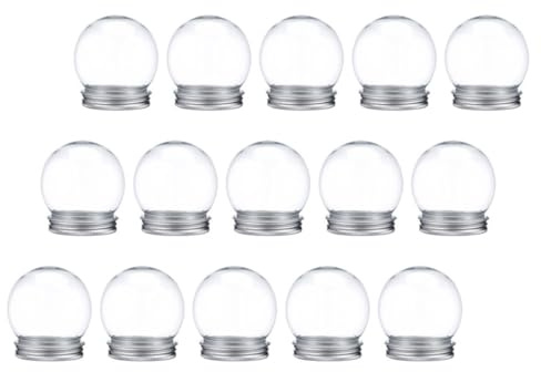 ANDRESLAD Bolas de Nieve de Plástico Transparente 150 Ml 15 Piezas Tapa Rosca para Manualidades DIY, Kit de Adornos Navideños y Decoración Invernal