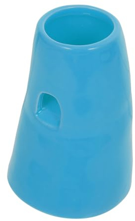 HOMSFOU Ceramic Pet Waterer Stand for Small Animals Blue Non-tip Hamster Water Bottle Holder with 4.5cm Opening Stable Pet Drinking Supplies Suitable for Hamsters