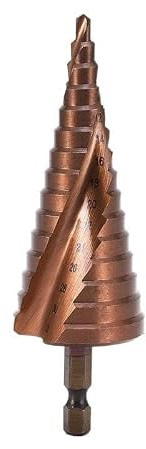 Broca escalonada de cobalto 4-32 mm, broca cónica HSS M35 para acero inoxidable y metales duros, vástago hexagonal 6,35 mm, punta de 118° – para taladro de columna y atornillador de impacto – chapa me