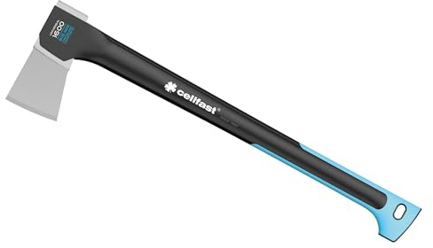 Cellfast Hache Universelle U1600 ENERGO™, Acier trempé de Haute qualité, SAFETOUCH™ Surface antidérapante, 61,5cm, 1,6 kg, 41-003, Bleu