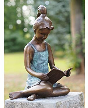 H. Packmor GmbH Bronzefigur großes lesendes Mädchen mit Buch Kind Gartenfigur Gartendekoration - 25x41x20 cm