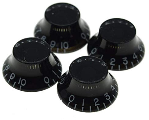 Dopro Lot de 4 boutons de sonnette de guitare américains (impérial) LP avec 24 cannelures fines pour chapeau haut de gamme USA Les Paul avec pots CTS Noir
