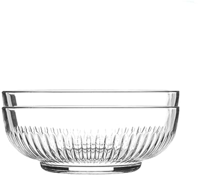 Argon Tableware 2 Piece Campana Glass Serving Bowls Set - Vintage Clear Kitchen Mixing Snack Bowl Dishes - 17cm