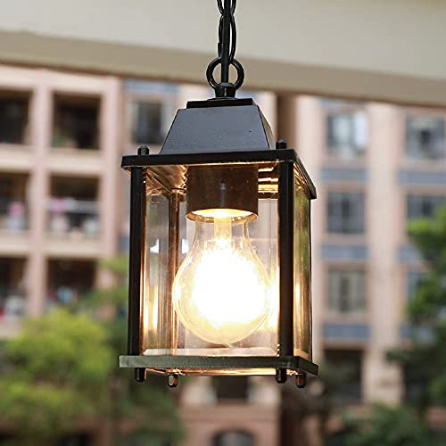 Retro Nero Lampada A Sospensione Per Esterni Impermeabile IP43 E27 Lampadari Alluminio Pendente/Sala Da Pranzo In Balcone Decorativo corridoi Gazebo Illuminazione A Sospensione Per Esterni 11 * 21Cm