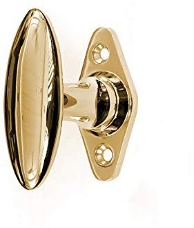 Antikas - Fensterolive in Messing poliert - Fenstergriff, Fensterbeschläge - 6,8x5,0 cm