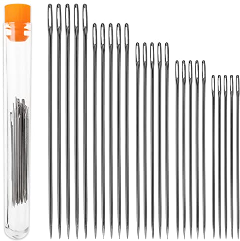 Nähnadeln mit Spitze, 30 Stück, Set mit sechs Größen, aus Metall, angenehme Federsteifigkeit, Handnadeln mit Aufbewahrungs-Box, DIY Nadel mit Öhr, Annähen Nadeln, für dünne - dicke Nähfäden, Handnähen