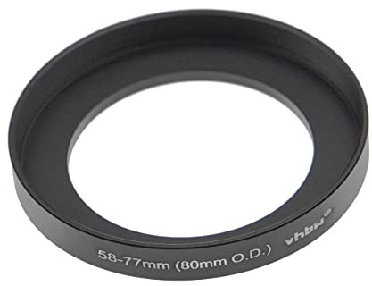 vhbw Bague d'adaptation de Filtre Step-Up de 58 mm vers 77 mm Compatible avec boîte Mate (Matte Box) 80 mm O.D. - Adaptateur, Aluminium, Noir-Mat