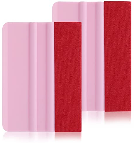 2 rasquetas de vinilo con borde de fieltro para eliminar burbujas, rasqueta de vinilo de 4 pulgadas con paño de fieltro suave para envoltura de vinilo de coche, tinte de ventana, papel pintado