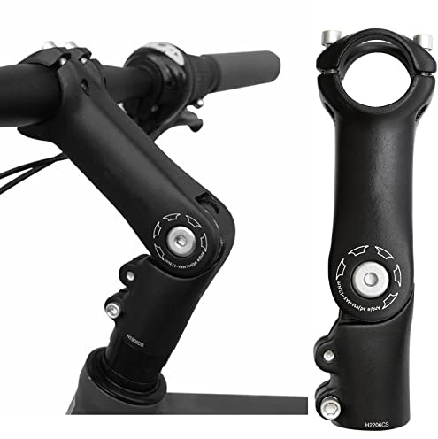 Aynaxcol 28.6mm x 31.8mm Bicycle Riser Extension Adjustable Handlebar Stem 90mm 0-90 Degree Adjustable Bicycle Stems Short Handlebar Stem for E Bike Bicycle (90mm)