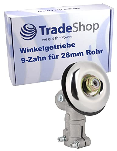Trade-Shop Getriebekopf/Winkelgetriebe/Trimmerkopf für 9-Zahn-Antriebswelle, 28mm Rohr kompatibel mit Powermat, Brast, Fuxtec, Timbertech, AL-KO
