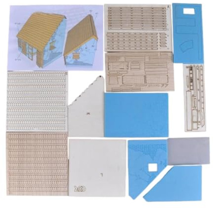 LOVIVER 1/35 ruines en Bois Maison désassemblage Non Peint Bricolage Architecture Artisanat Construction modèle Kits 3D Puzzles Mise en Page Sable Table, Seule Maison