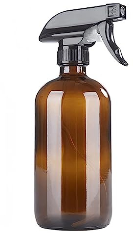 Bottiglie spray vuote in vetro ambrato da 500 ml, ricaricabili, con manico a grilletto, regolabile, per soluzioni di pulizia, oli essenziali, piante