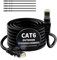 Mygatti 7.5 mètres Câble Ethernet extérieur CAT6 Noir,câble réseau Internet,Gigabit,robuste,étanche,pose directe,pour caméra POE,câble de raccordement,LAN Long Cat 6/5e/5 RJ45+25 attaches de câble