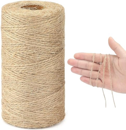Jute-Schnur, 100% Natur Juteschnur Kordel, Deko Paketschnur, Jutegarn, Schnur Reissfest, Natur Dekoration, Verpackung Bindegarn, Hanfschnur für Garten Bilder Pflanzen DIY Bilder Basteln Dekoration