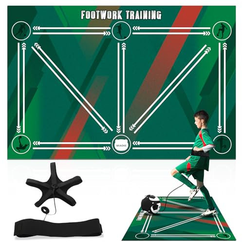 MIAOKE Soccer Training Mat - Ideal for All Levels and Ages, Anti - Skid Footwork Mat to Boost Speed, Strength & Coordination, Football Training Equipment for Skill Enhancement-Green