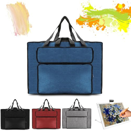 MeYuxg Borsa da disegno A3, impermeabile, in plastica, per artisti, blocco da disegno, formato A3, borsa per la conservazione e i viaggi (blu), Blu, Moderno