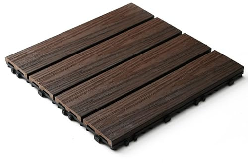 Cuccioletti CucCe Wood Plastic Flooring Interlocking Outdoor Wood-plastic Composite Decking, Wood-plastic Decking For Gardens, Paths, Terraces, 11 Pcs Interlocking floor tiles(Rosewood)
