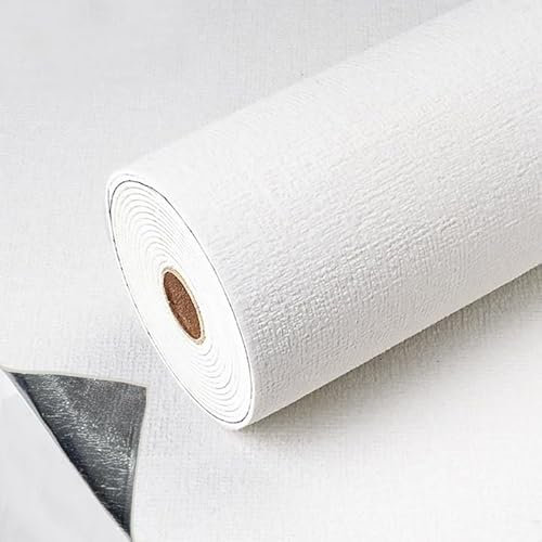 Plain White Wallpaper 3mmThicken Self-Adhesive Thermal Insulation Wall Sticker Room Cold-Proof Wall Panels Peel and Stick Textured Waterproof Pe Foam Wallpaper For Kitchen Living Room Bedroom Ceiling