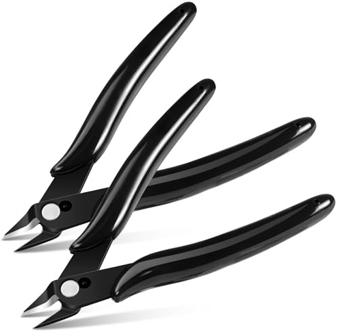 Ainiv 2PCS Micro Wire Cutter, Side Cutting Pliers Flush Cutters - Black | Precision Diagonal Cutting Pliers in CRV Steel, Wire Snips for Electrical, Homes, Craft, Jewellery, 3D Print Models