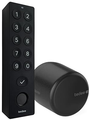tedee GO2 serrure connectée avec clavier biométrique à empreintes digitales, Smart Lock avec application et Bluetooth transforme votre smartphone en clé, serrure intelligente externe