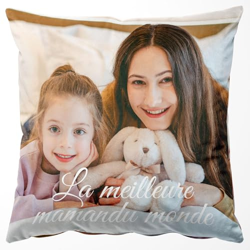 Easycosy Housse de Coussin Personnalisée avec Votre Propre Photo,Taie d'oreiller en Velours Douce Imprimé Double Face, Cadeau de Mémoire Anniversaire Femme Meilleure Amie 45 x 45 cm