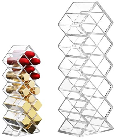 Orixo 16 Ranuras Organizador Pintalabios, Transparente Organizador Labial, Soporte Para Pintalabios Acrílico, Torre De Labios, Labios Maquillaje Soporte Pintalabios, para Encimera de Tocador de Baño
