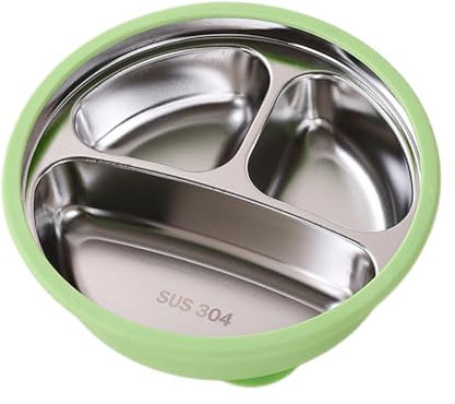 Plato compartimentado para bebés | Bandejas divididas de acero inoxidable con funda de silicona - Bandeja de comida para guardería Picnic Hogar Exterior Transporte