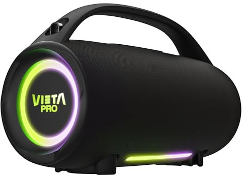 Vieta Pro Altavoz Bluetooth Potente de 100W, Impermeable con USB C, 15H Batería | Altavoz Grande Autoamplificado HiFi Portátil | Speaker Parlante TWS con bocina y Luces | MiniThunder 2